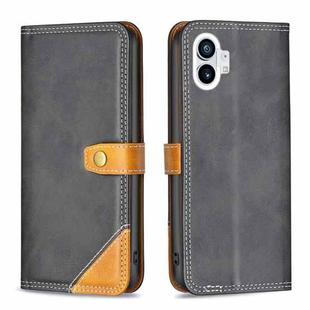 For Nothing Phone 1 Color Matching Double Sewing Thread Leather Phone Case(Black)