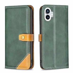 For Nothing Phone 1 Color Matching Double Sewing Thread Leather Phone Case(Green)