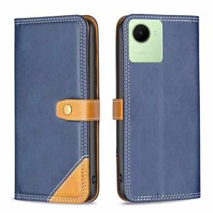 For Realme C30 Color Matching Double Sewing Thread Leather Phone Case(Blue)
