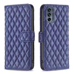 For Motorola Moto G62 Diamond Lattice Wallet Leather Flip Phone Case(Blue)