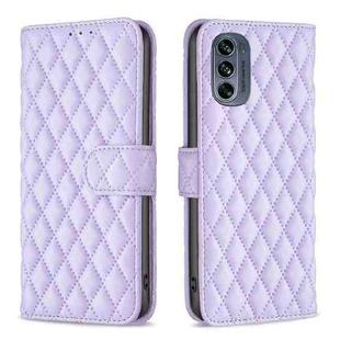 For Motorola Moto G62 Diamond Lattice Wallet Leather Flip Phone Case(Purple)