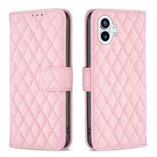 For Nothing Phone 1 Diamond Lattice Wallet Leather Flip Phone Case(Pink)