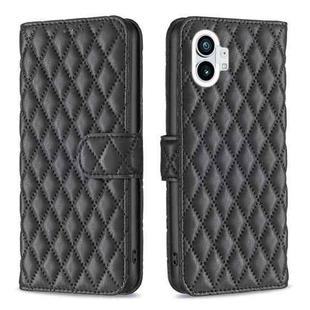 For Nothing Phone 1 Diamond Lattice Wallet Leather Flip Phone Case(Black)