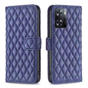 For OPPO A57 4G Diamond Lattice Wallet Leather Flip Phone Case(Blue)