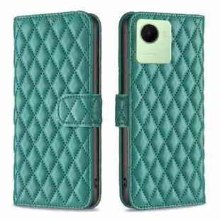For Realme C30 Diamond Lattice Wallet Leather Flip Phone Case(Green)