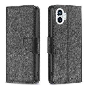 For Nothing Phone 1 Litchi Texture Pure Color Leather Phone Case(Black)