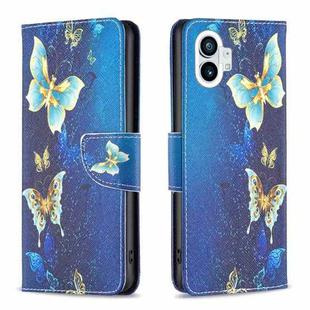 For Nothing Phone 1 Colored Drawing Leather Phone Case(Gold Butterfly)