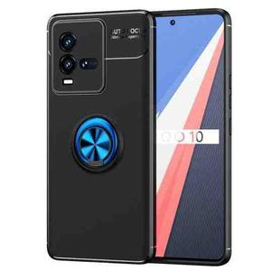 For vivo iQOO 10 Metal Ring Holder TPU Phone Case(Black+Blue)