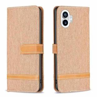 For Nothing Phone 1 Color Matching Denim Texture Leather Phone Case(Brown)