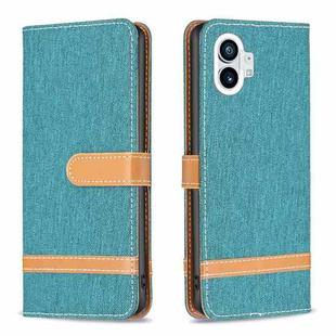 For Nothing Phone 1 Color Matching Denim Texture Leather Phone Case(Green)