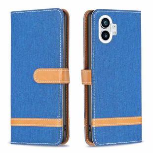 For Nothing Phone 1 Color Matching Denim Texture Leather Phone Case(Dark Blue)