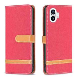 For Nothing Phone 1 Color Matching Denim Texture Leather Phone Case(Red)