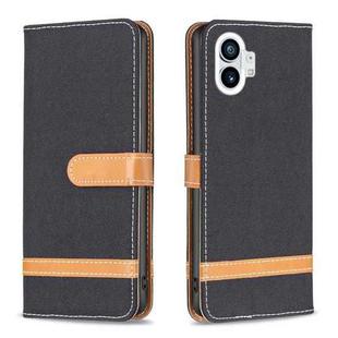 For Nothing Phone 1 Color Matching Denim Texture Leather Phone Case(Black)