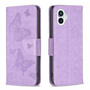 For Nothing Phone 1 Two Butterflies Embossing Leather Phone Case(Purple)