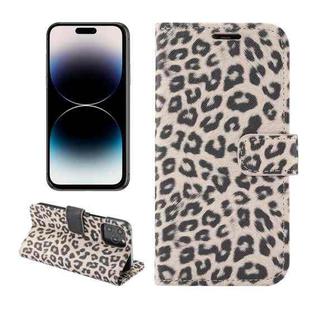 For iPhone 14 Pro Max Leopard Pattern Horizontal Flip Leather Phone Case (Brown)