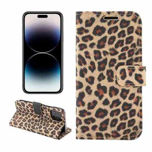 For iPhone 14 Pro Leopard Pattern Horizontal Flip Leather Phone Case(Yellow)