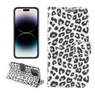 For iPhone 14 Pro Leopard Pattern Horizontal Flip Leather Phone Case(White)