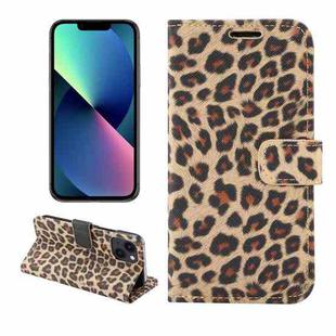 For iPhone 14 Plus Leopard Pattern Horizontal Flip Leather Phone Case (Yellow)