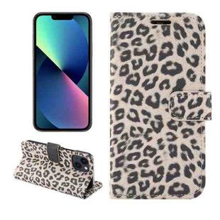 For iPhone 14 Plus Leopard Pattern Horizontal Flip Leather Phone Case (Brown)