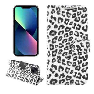 For iPhone 14 Plus Leopard Pattern Horizontal Flip Leather Phone Case (White)