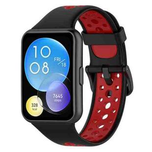 For Huawei Watch Fit 2 Two-Color Breathable Silicone Watch Band(Black+Red)