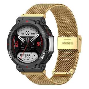 For Huami Amazfit T-Rex 2 Snap-fit Stainless Steel Mesh Watch Band(Gold)