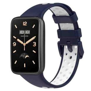 For Xiaomi Mi Band 7 Pro Two-Color Breathable Silicone Watch Band(Midnight Blue+White)