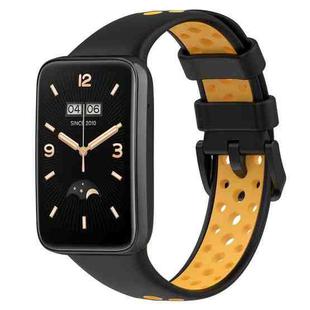For Xiaomi Mi Band 7 Pro Two-Color Breathable Silicone Watch Band(Black+Yellow)