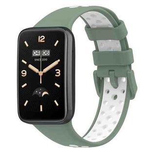For Xiaomi Mi Band 7 Pro Two-Color Breathable Silicone Watch Band(Light Green+White)