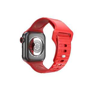 Wavy Silicone Watch Strap For Apple Watch Ultra 49mm / Series 8&7 45mm / SE 2&6&SE&5&4 44mm / 3&2&1 42mm(Red)