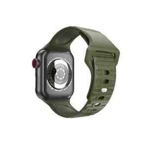 Wavy Silicone Watch Strap For Apple Watch Ultra 49mm / Series 8&7 45mm / SE 2&6&SE&5&4 44mm / 3&2&1 42mm(Dark Green)