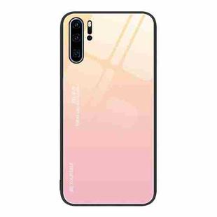 For Huawei P30 Pro Gradient Color Glass Case(Yellow Pink)