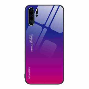 For Huawei P30 Pro Gradient Color Glass Case(Purple Red)