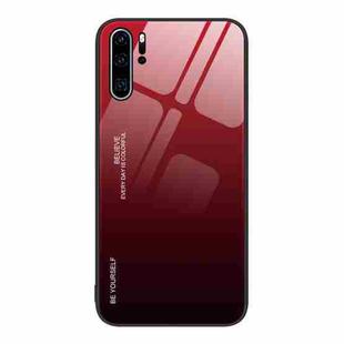 For Huawei P30 Pro Gradient Color Glass Case(Red Black)