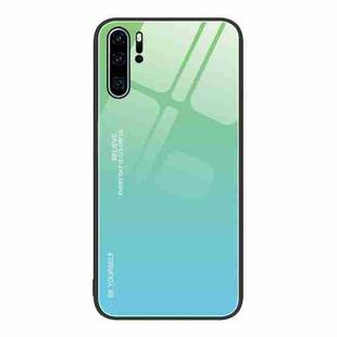For Huawei P30 Pro Gradient Color Glass Case(Green Cyan)