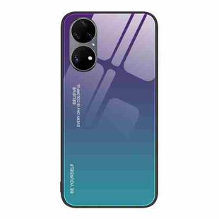 For Huawei P50 Pro Gradient Color Glass Case(Aurora Blue)