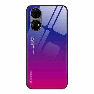 For Huawei P50 Pro Gradient Color Glass Case(Purple Red)