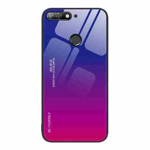 For Huawei Enjoy 8e Gradient Color Glass Case(Purple Red)