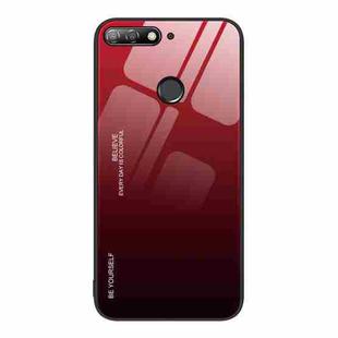 For Huawei Enjoy 8e Gradient Color Glass Case(Red Black)