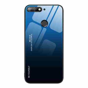 For Huawei Enjoy 8e Gradient Color Glass Case(Blue Black)