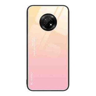 For Huawei Enjoy 20 Plus 5G Gradient Color Glass Case(Yellow Pink)