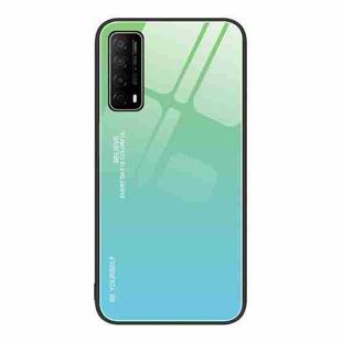 For Huawei Enjoy 20 SE Gradient Color Glass Case(Green Cyan)