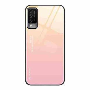 For Huawei Maimang 10 Gradient Color Glass Case(Yellow Pink)