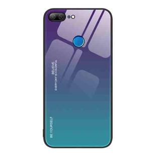 For Honor 9 Lite Gradient Color Glass Phone Case(Aurora Blue)