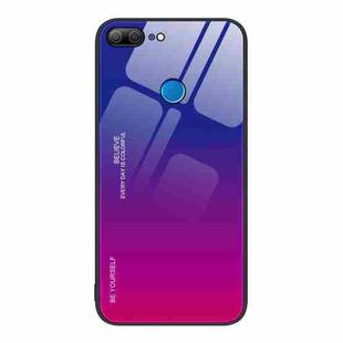 For Honor 9 Lite Gradient Color Glass Phone Case(Purple Red)