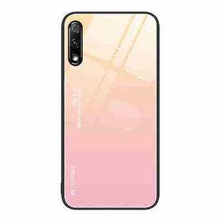 For Honor 9X Gradient Color Glass Phone Case(Yellow Pink)