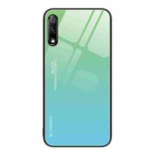 For Honor 9X Gradient Color Glass Phone Case(Green Cyan)