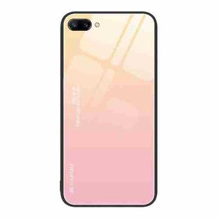 For Honor 10 Gradient Color Glass Phone Case(Yellow Pink)