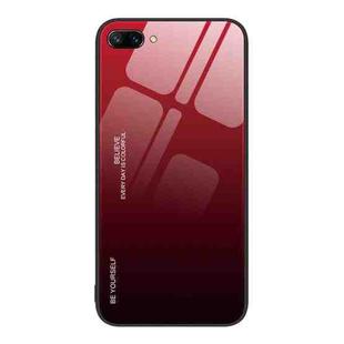For Honor 10 Gradient Color Glass Phone Case(Red Black)