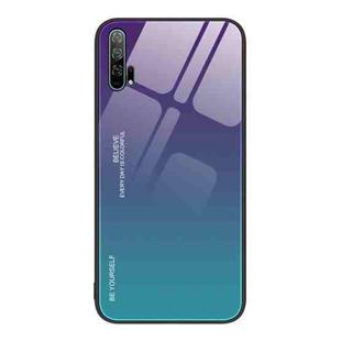For Honor 20 Pro Gradient Color Glass Phone Case(Aurora Blue)